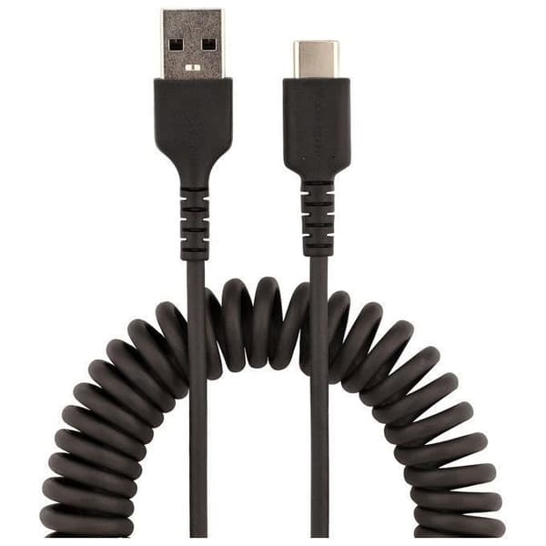 StarTech.com 1m USB till USB-C-kabel - Heavy Duty Coiled USB-C USB-sladd - Heavy Duty Aramid Fiber USB-A till USB-C-kabel