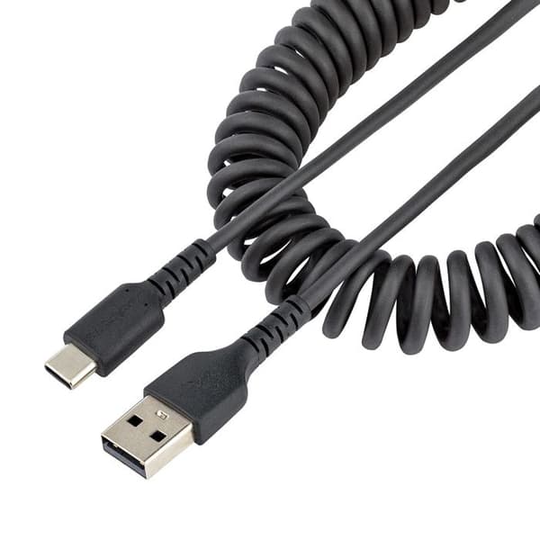 StarTech.com 1m USB till USB-C-kabel - Heavy Duty Coiled USB-C USB-sladd - Heavy Duty Aramid Fiber USB-A till USB-C-kabel