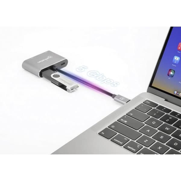 Manhattan dockningsstation för bärbar dator USB-C till HDMI & VGA 4-i-1 dockningskonverter USB-C® strömförsörjning