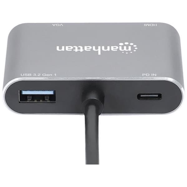 Manhattan dockningsstation för bärbar dator USB-C till HDMI & VGA 4-i-1 dockningskonverter USB-C® strömförsörjning