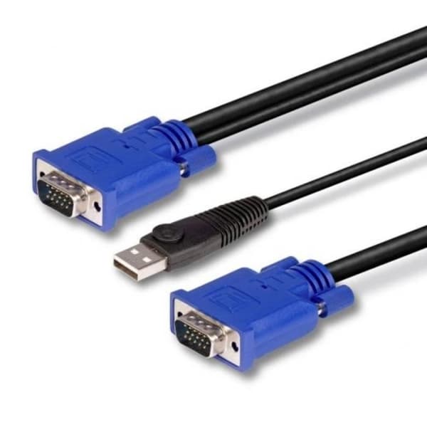KVM-adapter - LINDY - 1x VGA - 1x VGA, USB-A - 2.00 m - Svart, Blå
