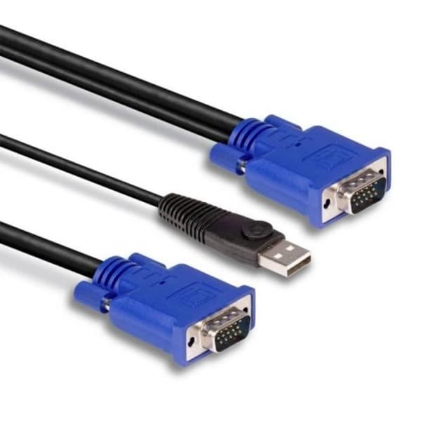 KVM-adapter - LINDY - 1x VGA - 1x VGA, USB-A - 2.00 m - Svart, Blå