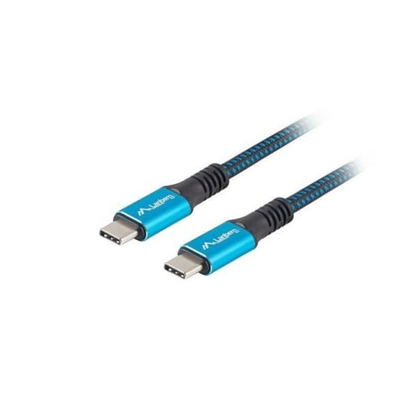 Kabel - kontakt för Lanberg kringutrustning - CA-CMCM-45CU-0005-BK - USB Kabel 0,5 m USB4 Gen 2x2 USB C Svart, Blå ()