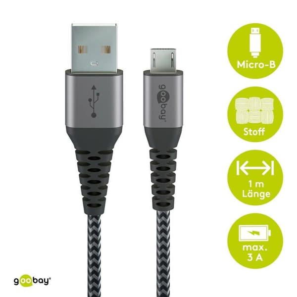 Goobay USB 3.0 till Micro USB-kabel - grå - 1 m