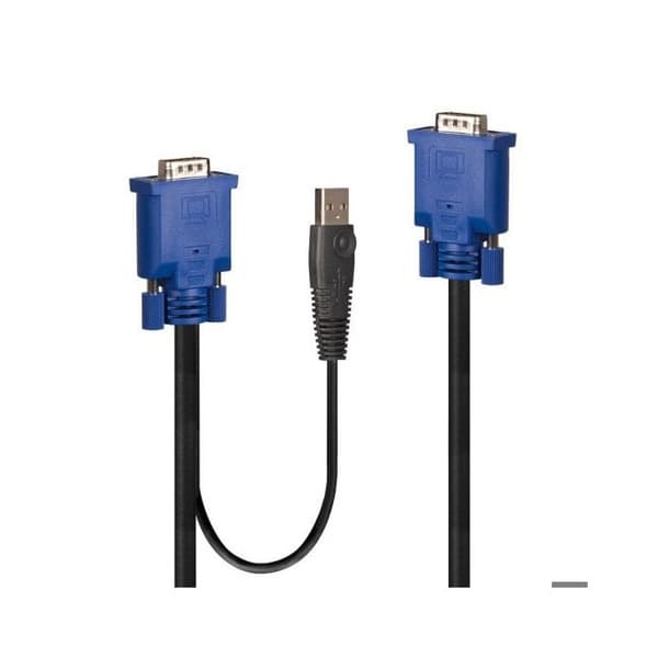 LINDY KVM-adapter - 1x VGA - 1x VGA, USB-A - 3,00 m - Svart, Blå