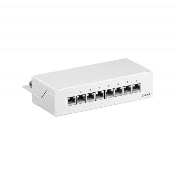 Goobay CAT 6a Mini/Skrivbordspatchpanel, 8 portar, vit - 62067