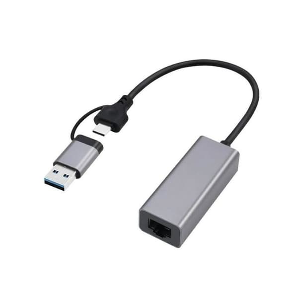 GEMBIRD Gigabit USB 3.1 + Typ-C nätverksadapter, Space Grey - A-USB3AC-LAN-01