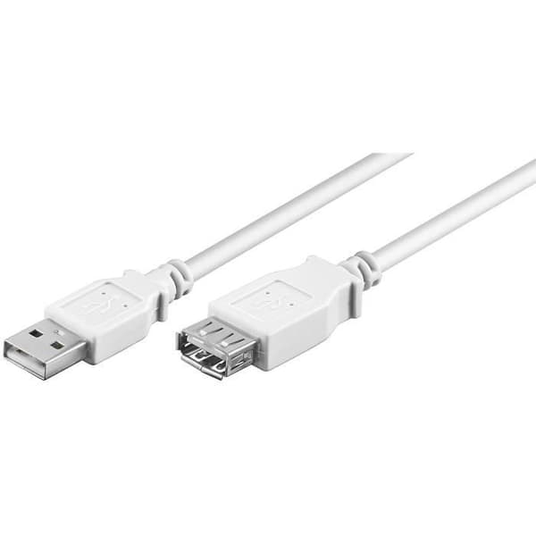 USB 2.0 Hi-Speed Typ A förlängningskabel hane - hona 5 m vit