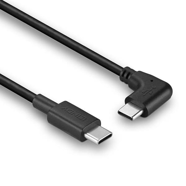 LINDY USB C-kabel till vinklad USB typ C - 1m svart