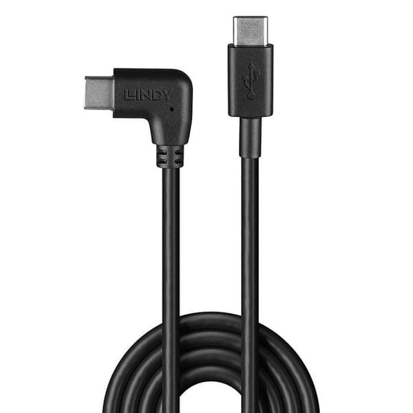 LINDY USB C-kabel till vinklad USB typ C - 1m svart