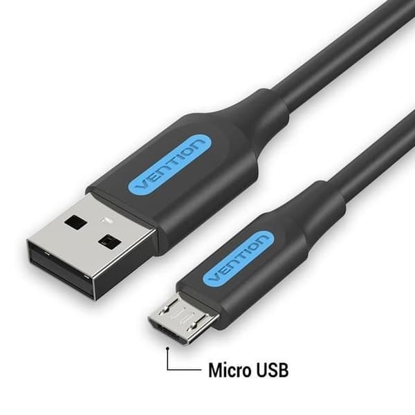 Ventilation - USB/Micro-USB-kabel med PVC-jacka för snabb laddning och dataöverföring - Svart/Blå