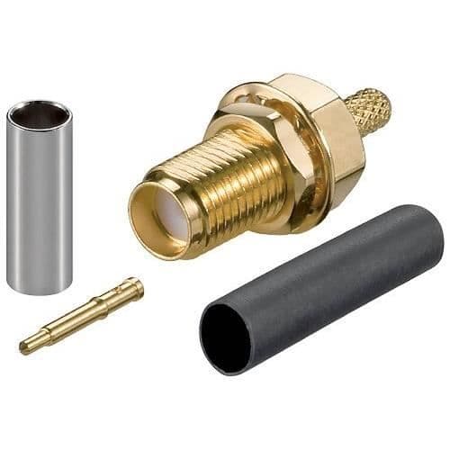 RP-SMA-uttag för RG-174/316 koaxialkablar - Wentronic - 51696 - RP-SMA-kontakt - Färg Svart/Guld/Silver
