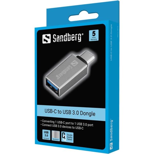 USB-C till USB 3.0-adapter - Sandberg - Dongel - Aluminium - Silver - 80 mm