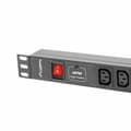 Pikkukuva 3 / 3: Schuko 19" 8-suuntainen haaroituspistorasia virtakytkimellä Lanberg PDU-08I-0200-C20-BK (2 m)