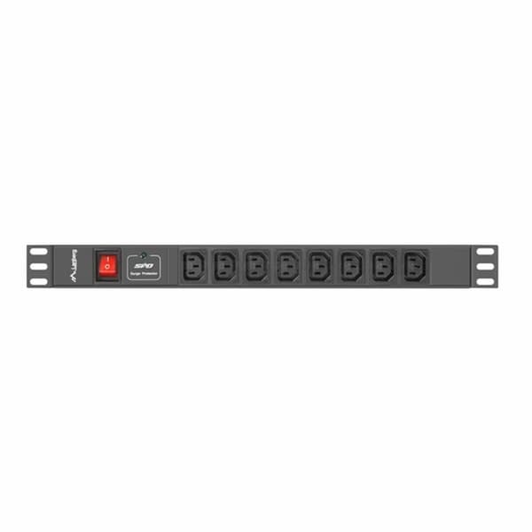 Schuko 19" 8-suuntainen haaroituspistorasia virtakytkimellä Lanberg PDU-08I-0200-C20-BK (2 m)