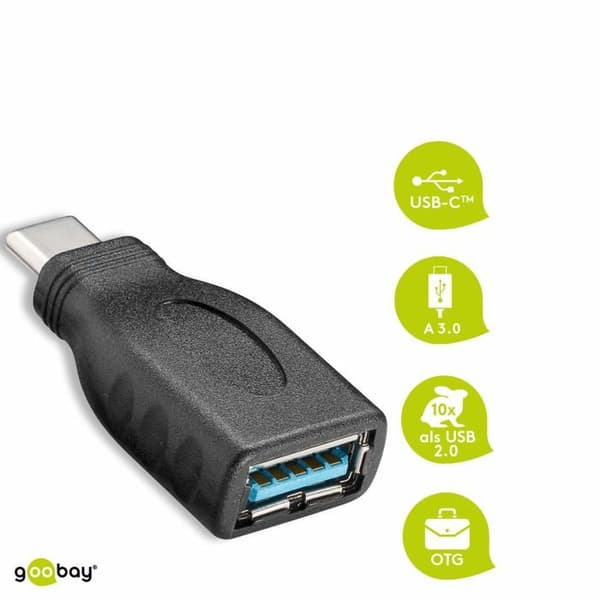 USB-adapter - Goobay - 45395 - USB-C han - USB 3.0 hon typ A - Svart