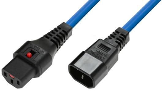 MicroConnect IEC C13 - C14 -lukituskaapeli, 0,5 m, MC-C13C14LOCK-0.5MB