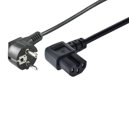 MicroConnect CEE 7/7 strømkabel - vinklet C15, 1,5m, sort, MC-JT008/HT3W-H05VV-F-1.5