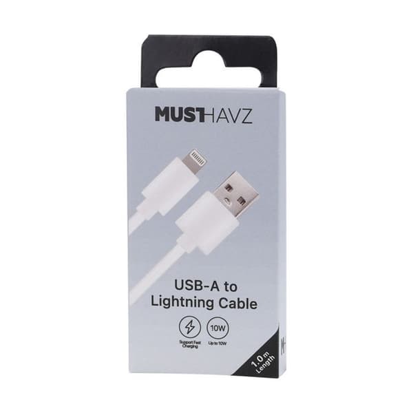 "Kabel Lightning till USB 10W Laddning och Synchronisering 1m Grab 'N Go Vit"