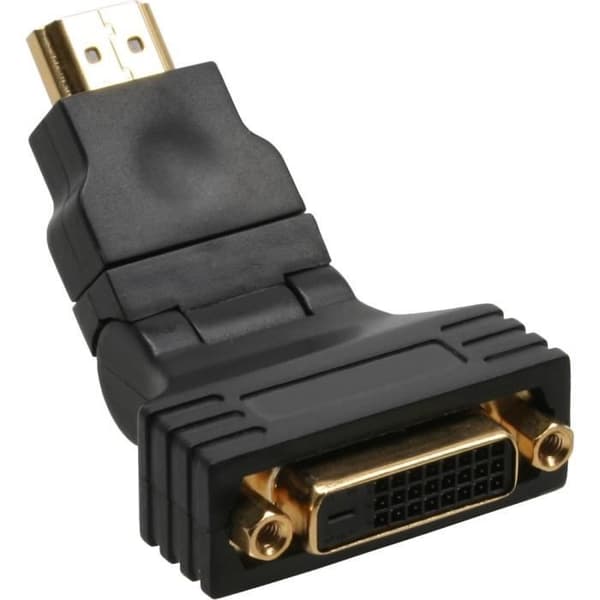 InLine® HDMI-DVI-adapter, 19pol St till 24+1 Bu, med 180° Winkel, guldkontakter