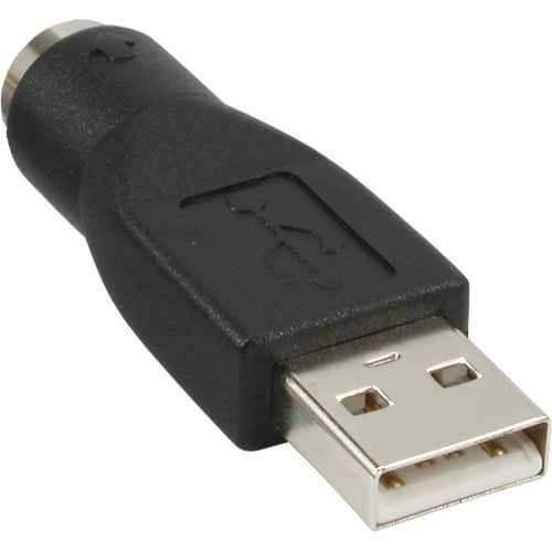 PS/2 USB-adapter - INLINE - USB A-uttag till PS/2 - Svart - Tangentbord/mus - 6-stifts Mini-DIN