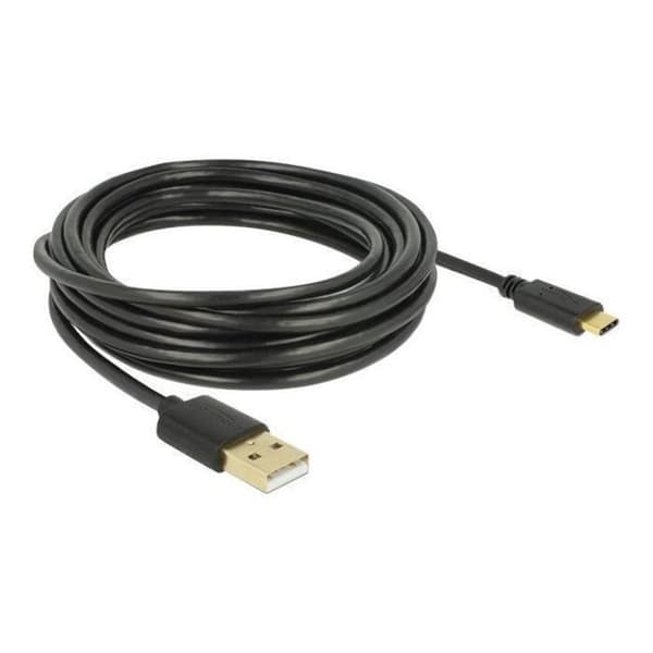 DELOCK USB-kabel - USB-C - 4m - Dubbelskärmad - Svart