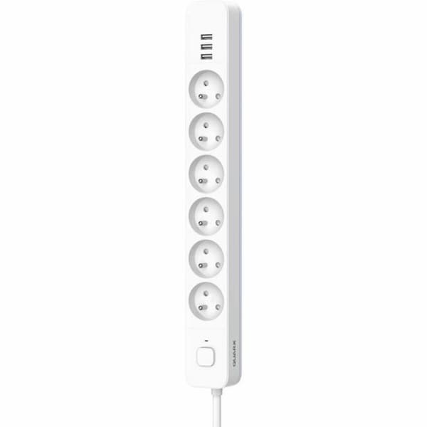 Stikdåse - 6 udtag med kontakt QUARX (1,5 m)