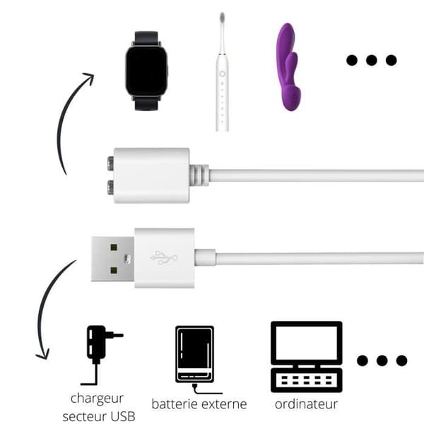 Magnetisk USB-laddkabel 1m universell 6mm [2-pack] kompatibel med eltandborste smartklocka leksaker Phonillico®