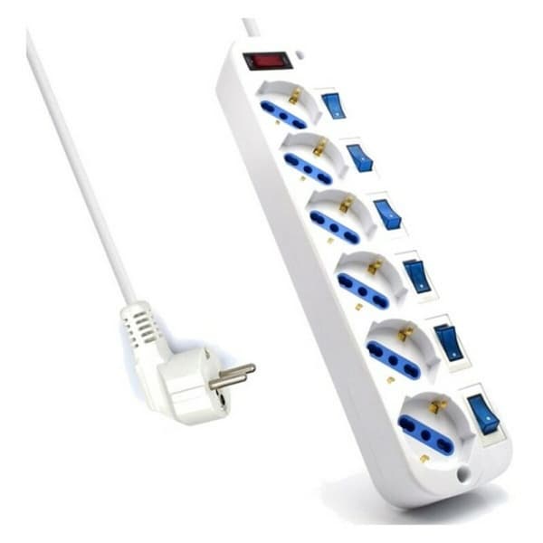 Stikdåse - 6 udtag med kontakt Ewent EW3932-3M 3500W (3 m)