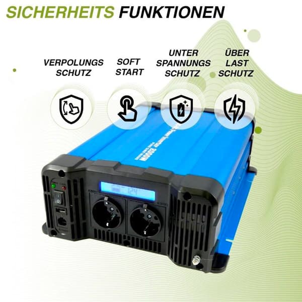 Solartronics - 0312201DP - Spänningsomvandlare FS2000D 12V 2000/4000 Watt Pure Sine Blue med Display