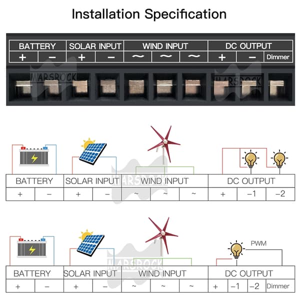 48V Vind-Sol Hybrid Controller, MPPT Boost & Buck, 1500W Sol, 1000W Vind, Vind1000W Sol1500W, 48V, Ekstern Vind-Sol Hybrid