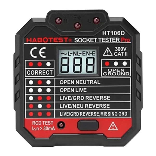 Sokkeltester med digitalt display Habotest HT106D