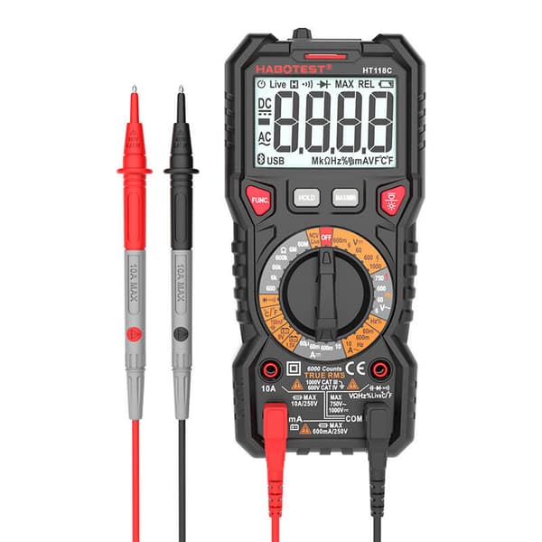 Digitalt multimeter med lommelygte Habotest HT118C, True RMS, NCV, batteritest