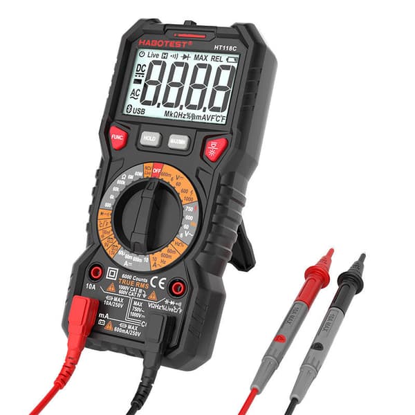 Digitalt multimeter med lommelygte Habotest HT118C, True RMS, NCV, batteritest