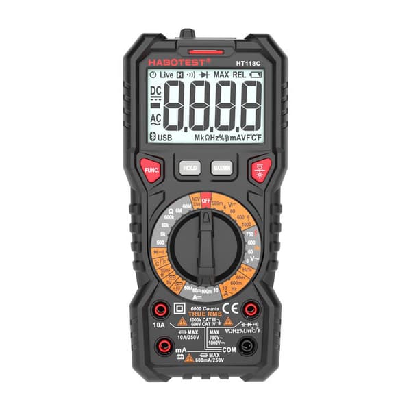 Digitalt multimeter med lommelygte Habotest HT118C, True RMS, NCV, batteritest