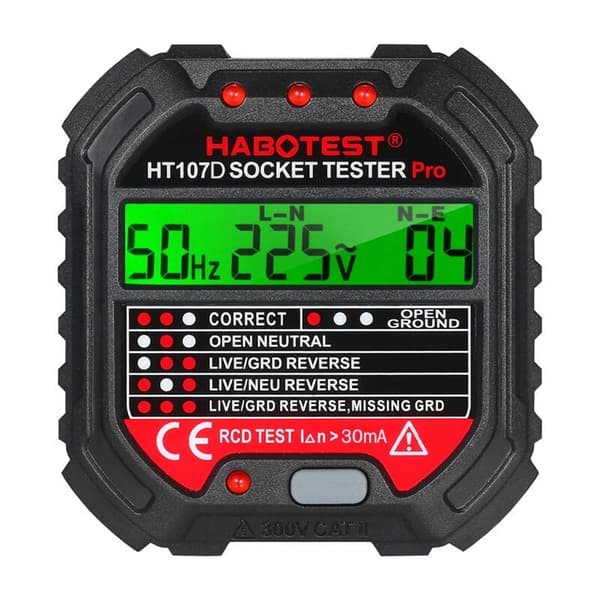 Stikkontakt tester med digitalt display Habotest HT107D