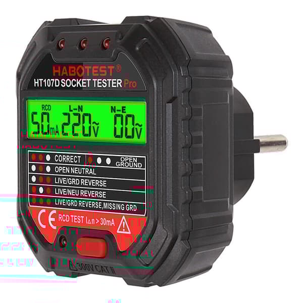 Stikkontakt tester med digitalt display Habotest HT107D