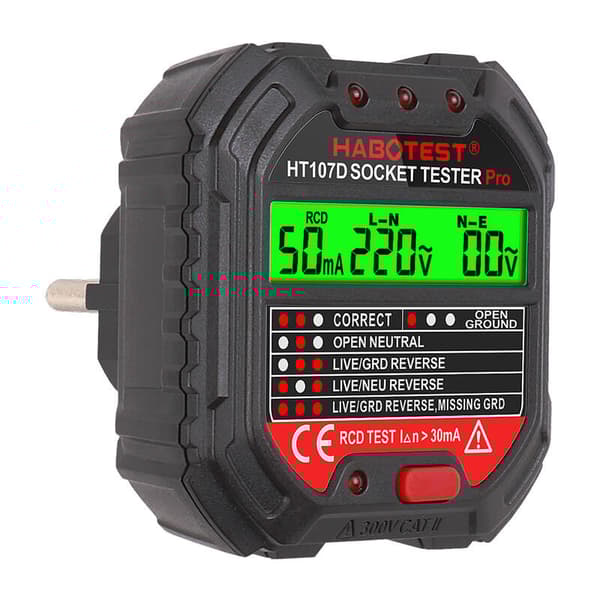 Stikkontakt tester med digitalt display Habotest HT107D