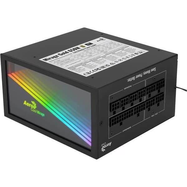 AEROCOOL MIRAGE GOLD 650 W STRÖMFÖRSÖRJNING - SVART JAPANSK KONDENSTOR