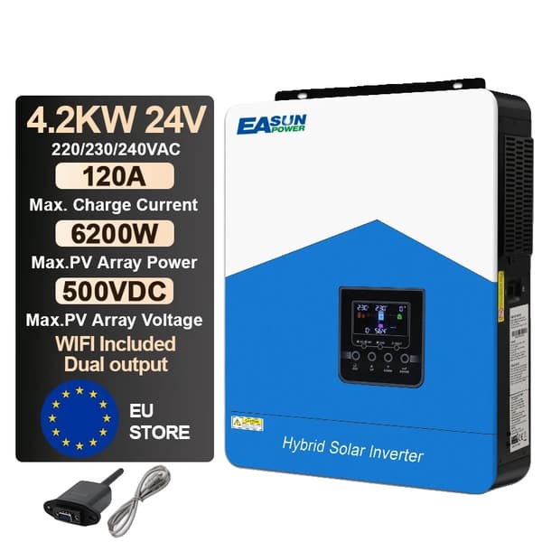 Hybrid Solar Inverter, 6200W Teho, 120A Maksimivirta,SMH-III-4.2KW-WIFI