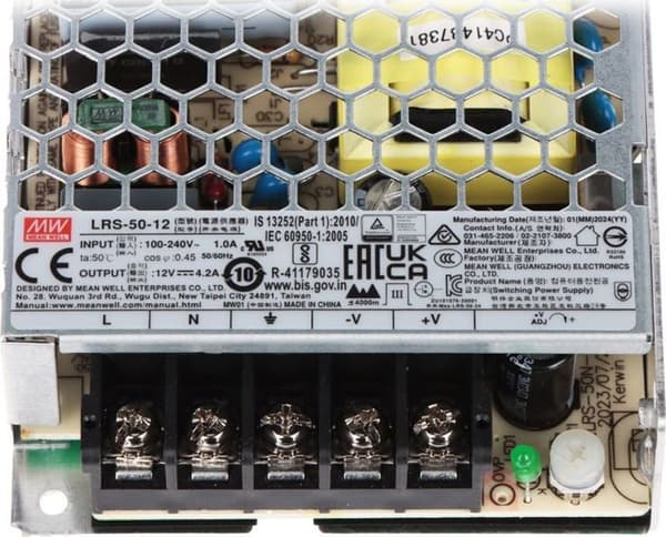 Kit för elektronikströmförsörjning Mean Well - LRS-50-12 - SWITCHAD STRÖMFÖRSÖRJNING