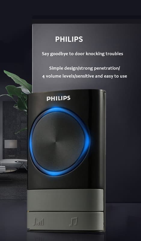 Philips trådløs dørklokke til hjemmet, elektronisk elektronisk dørklokke med ultralang afstand, fjernbetjening til seniorer, personsøger, en-til-en