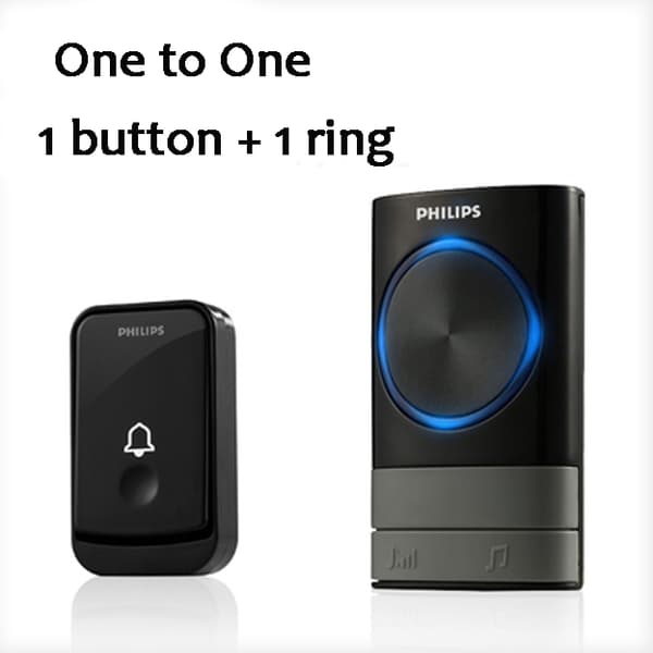 Philips trådløs dørklokke til hjemmet, elektronisk elektronisk dørklokke med ultralang afstand, fjernbetjening til seniorer, personsøger, en-til-en