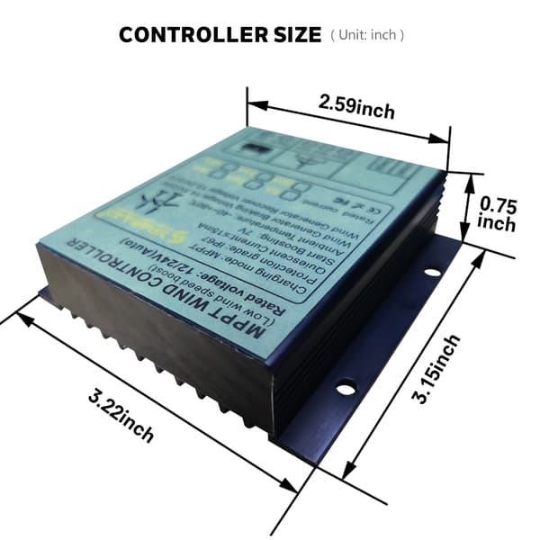 MPPT Vindladningskontrol, 40A Maksimal Strøm, IP67 Vandtæt, Kompatibel med 12V/24V/48V,20A, 48V