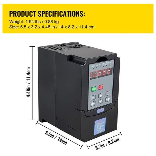 1,5KW omriktare med variabel frekvens, stabil prestanda, digital display, tyst drift, flera skydd