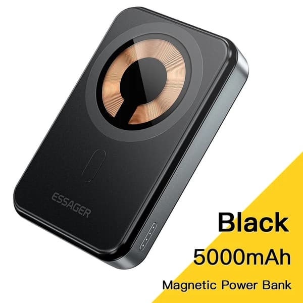 Power Bank, 20W Hurtig Opladning, Magnetisk Trådløs Opladning, 10000mAh sort