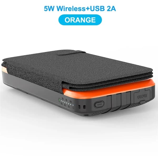 Bærbar Power Bank, 43800mAh kapacitet, 5W/10W trådløs opladning,5W-QI -Orange, 30001mAh-50000mAh