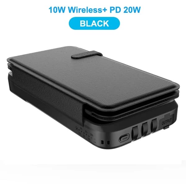Bærbar Power Bank, 43800mAh kapacitet, 5W/10W trådløs opladning,5W-QI -Orange, 30001mAh-50000mAh