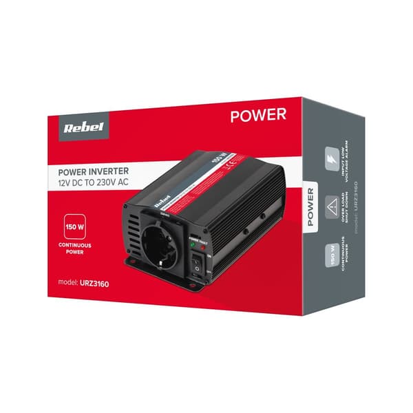 REBEL konverter 12V/230V 150W (F-type stik: tysk)
