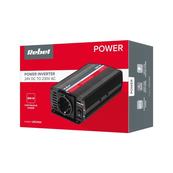 REBEL konverter 24V/230V 300W (F-type stik: tysk)